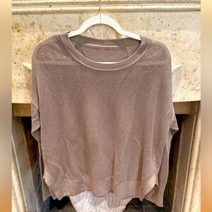 Planet by Lauren G brown grey Mesh Knit Shirt